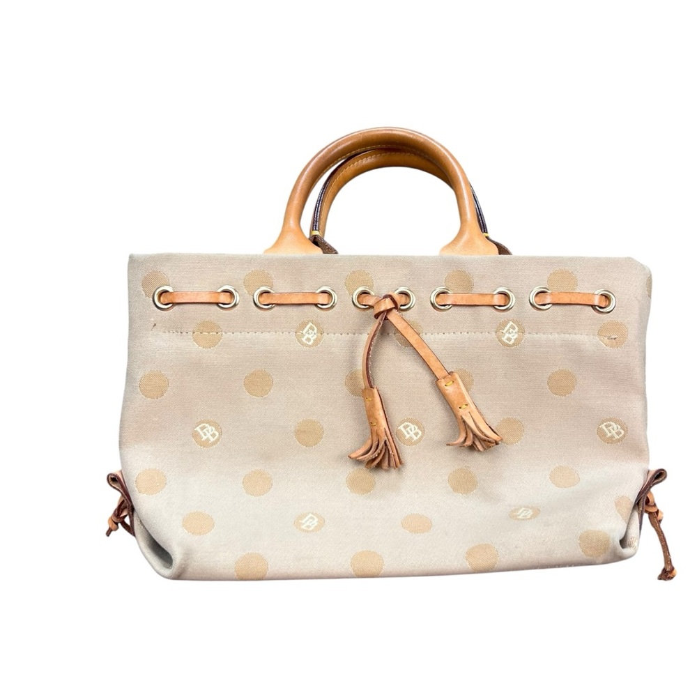 Dooney & Bourke Beige Polka dot Satchel with Logo Pattern Shoulder Bag